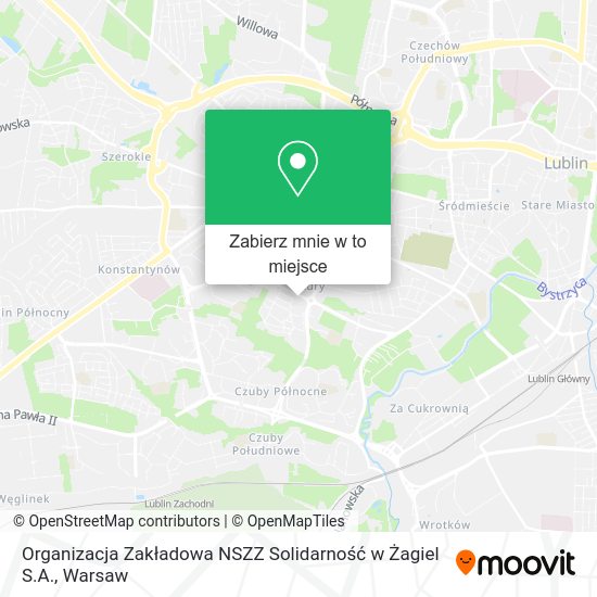 Mapa Organizacja Zakładowa NSZZ Solidarność w Żagiel S.A.