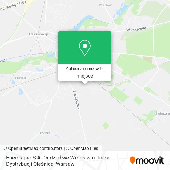 Mapa Energiapro S.A. Oddział we Wrocławiu. Rejon Dystrybucji Oleśnica