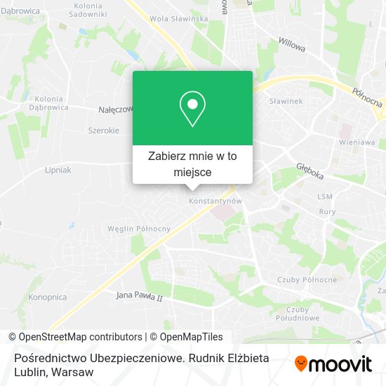 Mapa Pośrednictwo Ubezpieczeniowe. Rudnik Elżbieta Lublin