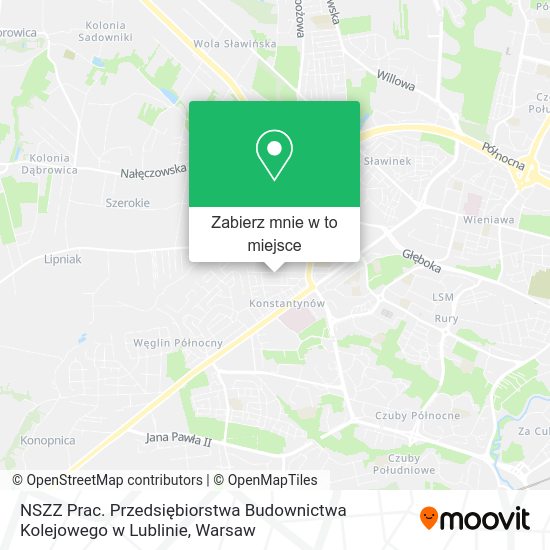 Mapa NSZZ Prac. Przedsiębiorstwa Budownictwa Kolejowego w Lublinie