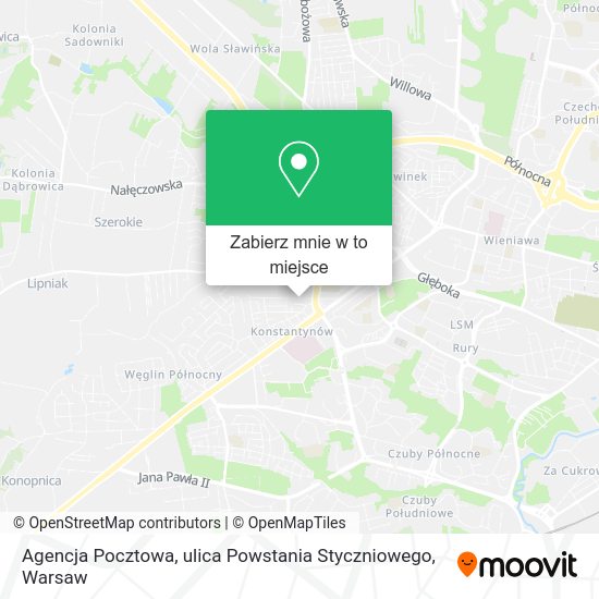 Mapa Agencja Pocztowa, ulica Powstania Styczniowego