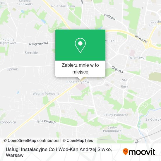 Mapa Usługi Instalacyjne Co i Wod-Kan Andrzej Siwko