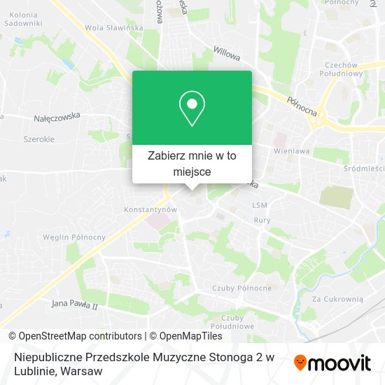 Mapa Niepubliczne Przedszkole Muzyczne Stonoga 2 w Lublinie