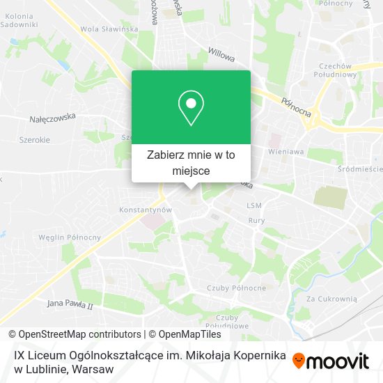 Mapa IX Liceum Ogólnokształcące im. Mikołaja Kopernika w Lublinie