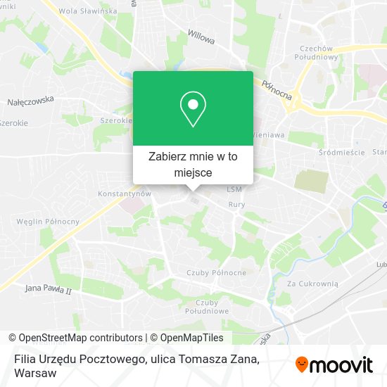 Mapa Filia Urzędu Pocztowego, ulica Tomasza Zana