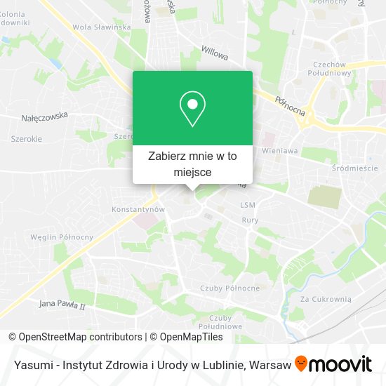 Mapa Yasumi - Instytut Zdrowia i Urody w Lublinie