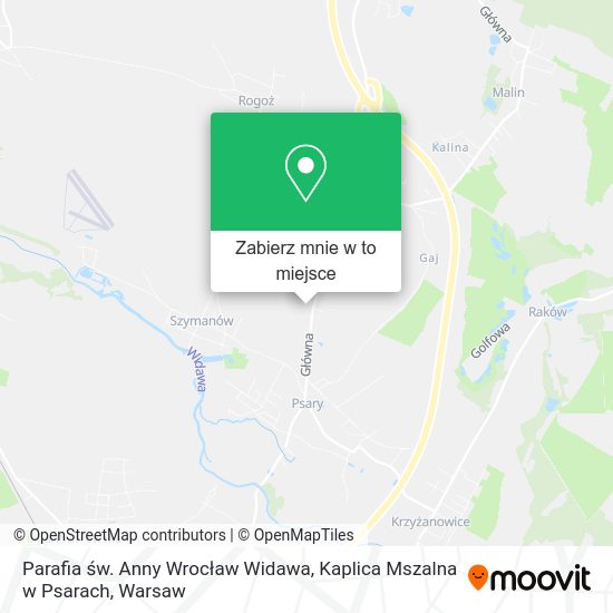 Mapa Parafia św. Anny Wrocław Widawa, Kaplica Mszalna w Psarach