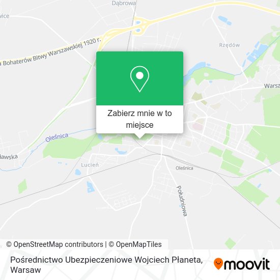 Mapa Pośrednictwo Ubezpieczeniowe Wojciech Płaneta