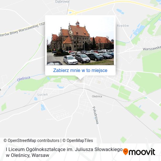 Mapa I Liceum Ogólnokształcące im. Juliusza Słowackiego w Oleśnicy