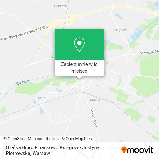 Mapa Oleńka Biuro Finansowo Księgowe Justyna Piotrowska