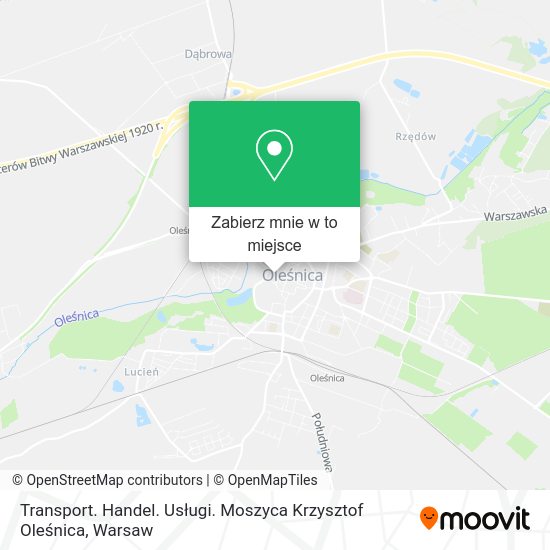 Mapa Transport. Handel. Usługi. Moszyca Krzysztof Oleśnica