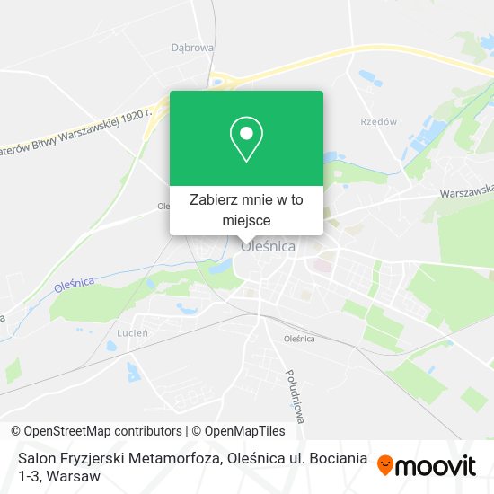 Mapa Salon Fryzjerski Metamorfoza, Oleśnica ul. Bociania 1-3