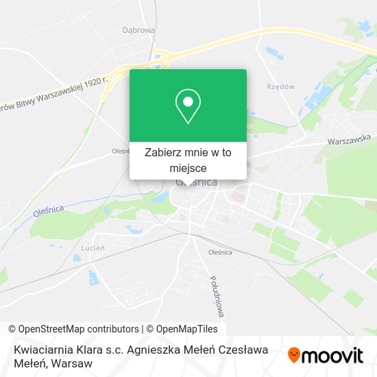 Mapa Kwiaciarnia Klara s.c. Agnieszka Mełeń Czesława Mełeń