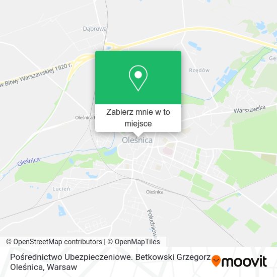 Mapa Pośrednictwo Ubezpieczeniowe. Betkowski Grzegorz Oleśnica