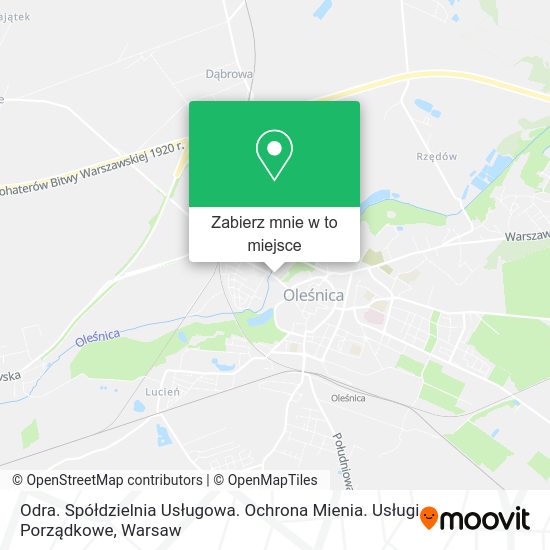 Mapa Odra. Spółdzielnia Usługowa. Ochrona Mienia. Usługi Porządkowe