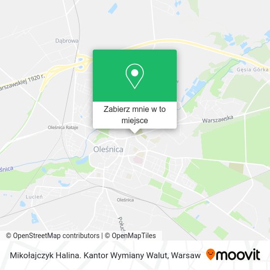 Mapa Mikołajczyk Halina. Kantor Wymiany Walut