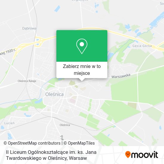 Mapa II Liceum Ogólnokształcące im. ks. Jana Twardowskiego w Oleśnicy