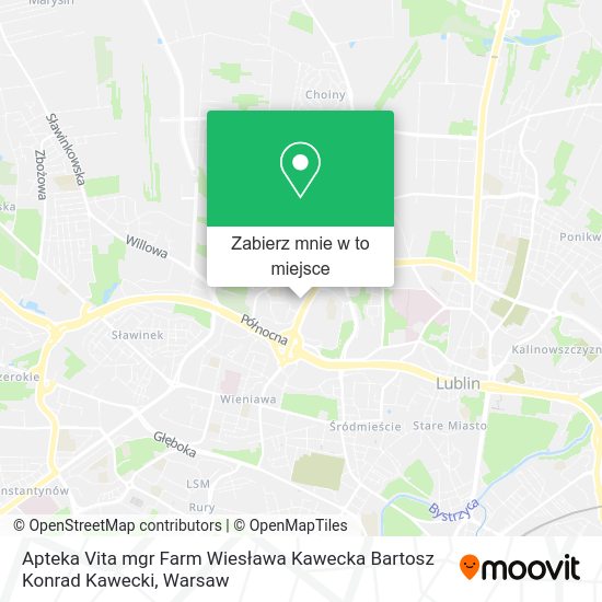 Mapa Apteka Vita mgr Farm Wiesława Kawecka Bartosz Konrad Kawecki