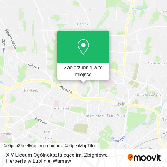 Mapa XIV Liceum Ogólnokształcące im. Zbigniewa Herberta w Lublinie