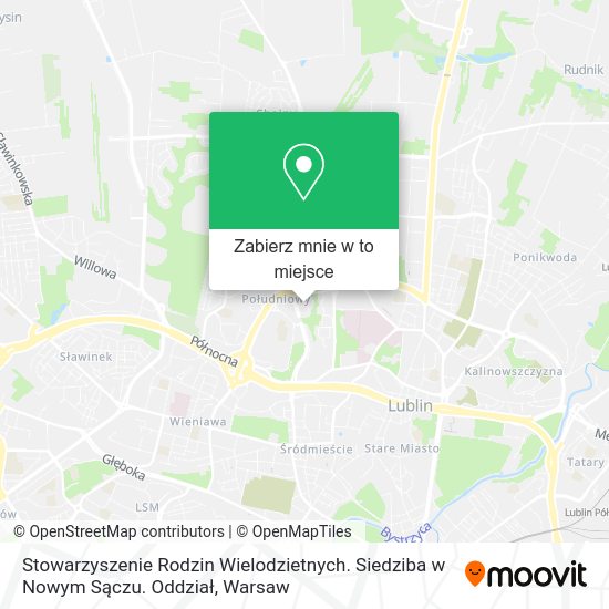 Mapa Stowarzyszenie Rodzin Wielodzietnych. Siedziba w Nowym Sączu. Oddział