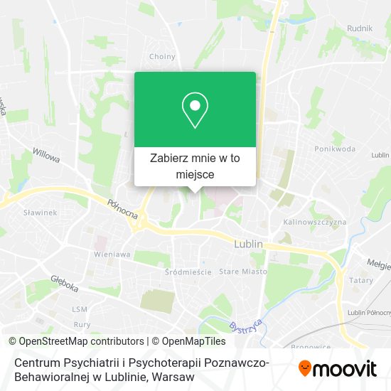 Mapa Centrum Psychiatrii i Psychoterapii Poznawczo- Behawioralnej w Lublinie