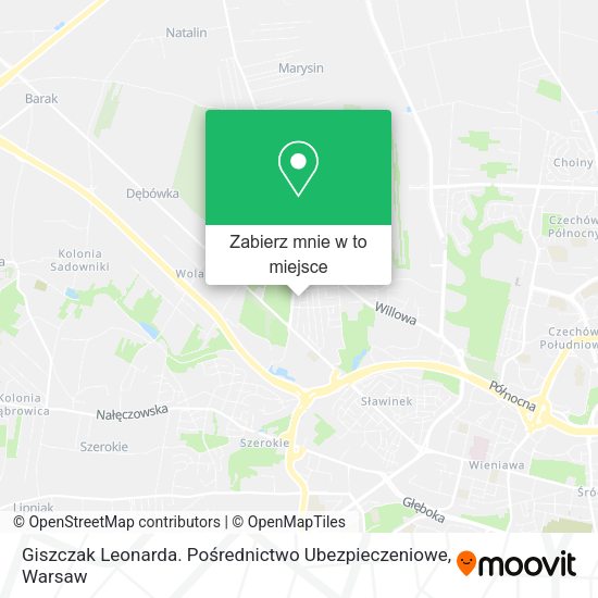 Mapa Giszczak Leonarda. Pośrednictwo Ubezpieczeniowe