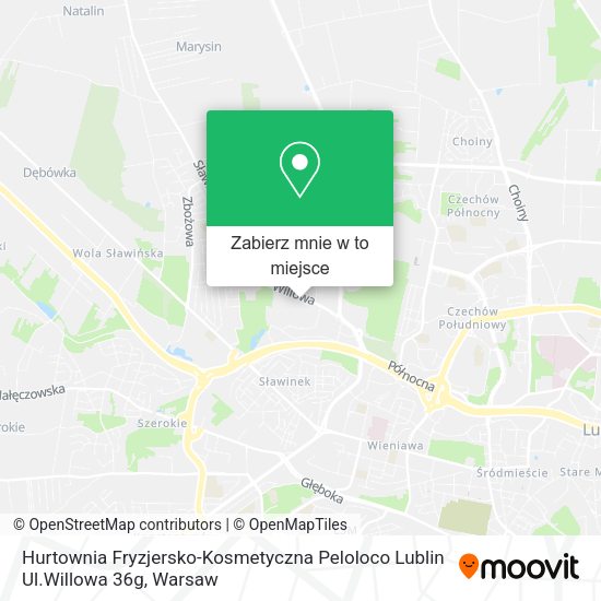 Mapa Hurtownia Fryzjersko-Kosmetyczna Peloloco Lublin Ul.Willowa 36g