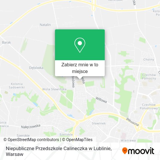 Mapa Niepubliczne Przedszkole Calineczka w Lublinie