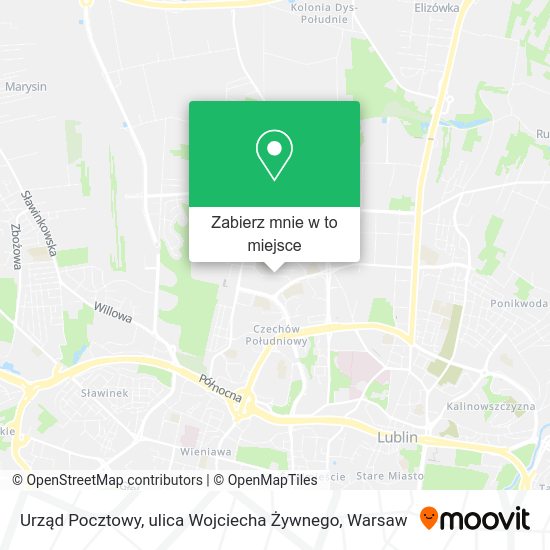 Mapa Urząd Pocztowy, ulica Wojciecha Żywnego