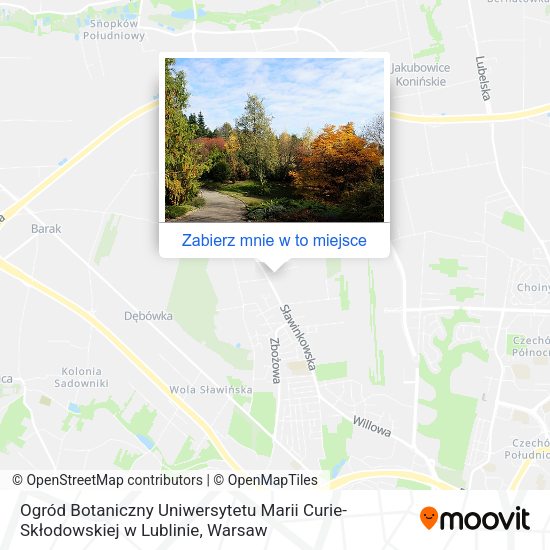 Mapa Ogród Botaniczny Uniwersytetu Marii Curie-Skłodowskiej w Lublinie