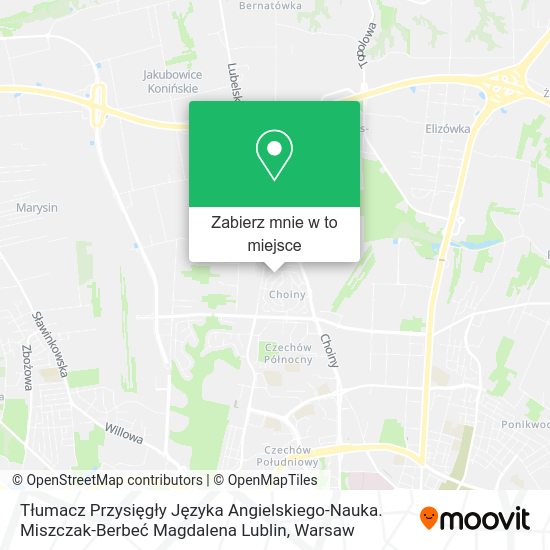 Mapa Tłumacz Przysięgły Języka Angielskiego-Nauka. Miszczak-Berbeć Magdalena Lublin