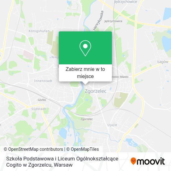 Mapa Szkoła Podstawowa i Liceum Ogólnokształcące Cogito w Zgorzelcu