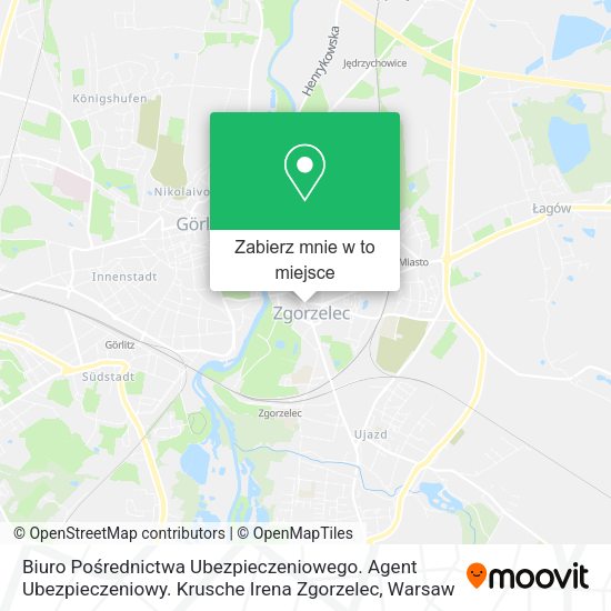 Mapa Biuro Pośrednictwa Ubezpieczeniowego. Agent Ubezpieczeniowy. Krusche Irena Zgorzelec