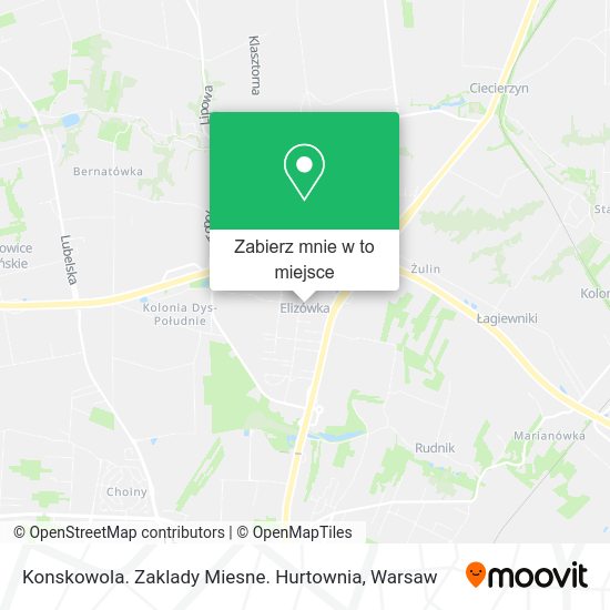 Mapa Konskowola. Zaklady Miesne. Hurtownia