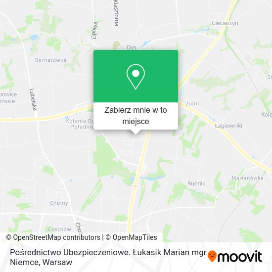 Mapa Pośrednictwo Ubezpieczeniowe. Łukasik Marian mgr Niemce