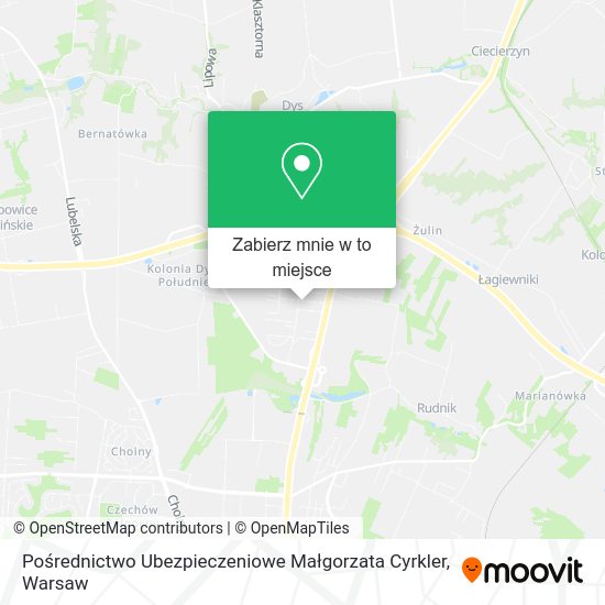 Mapa Pośrednictwo Ubezpieczeniowe Małgorzata Cyrkler