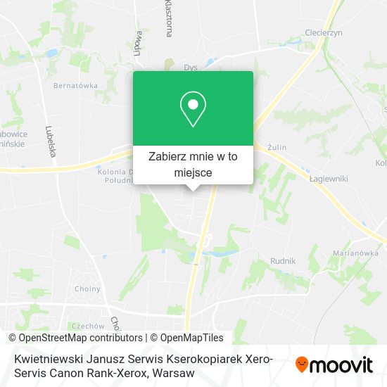 Mapa Kwietniewski Janusz Serwis Kserokopiarek Xero-Servis Canon Rank-Xerox