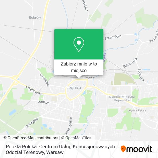 Mapa Poczta Polska. Centrum Usług Koncesjonowanych. Oddział Terenowy