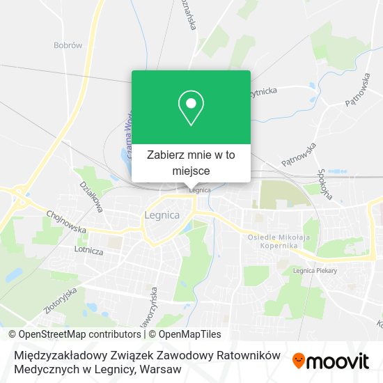 Mapa Międzyzakładowy Związek Zawodowy Ratowników Medycznych w Legnicy