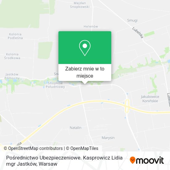 Mapa Pośrednictwo Ubezpieczeniowe. Kasprowicz Lidia mgr Jastków