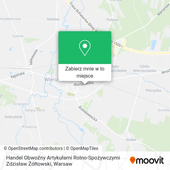 Mapa Handel Obwoźny Artykułami Rolno-Spożywczymi Zdzisław Żółtowski