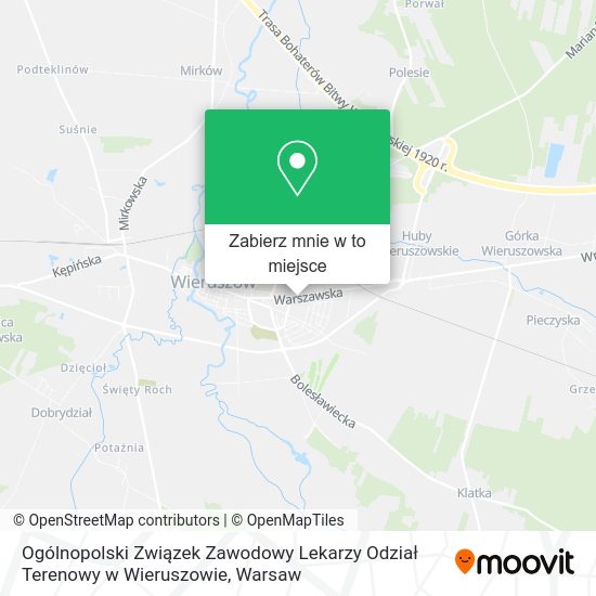 Mapa Ogólnopolski Związek Zawodowy Lekarzy Odział Terenowy w Wieruszowie