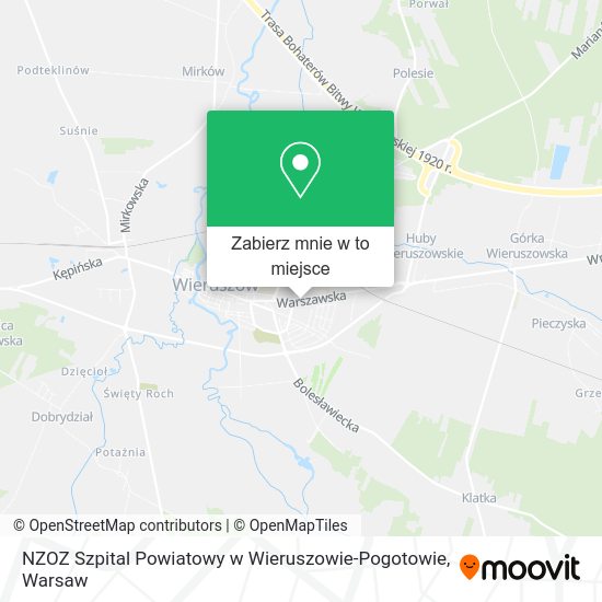 Mapa NZOZ Szpital Powiatowy w Wieruszowie-Pogotowie