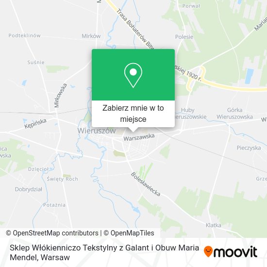 Mapa Sklep Włókienniczo Tekstylny z Galant i Obuw Maria Mendel