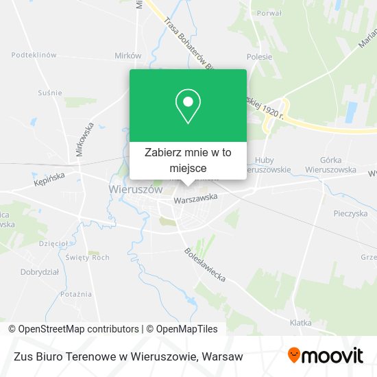 Mapa Zus Biuro Terenowe w Wieruszowie