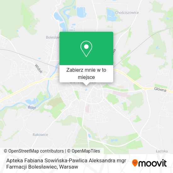 Mapa Apteka Fabiana Sowińska-Pawlica Aleksandra mgr Farmacji Bolesławiec