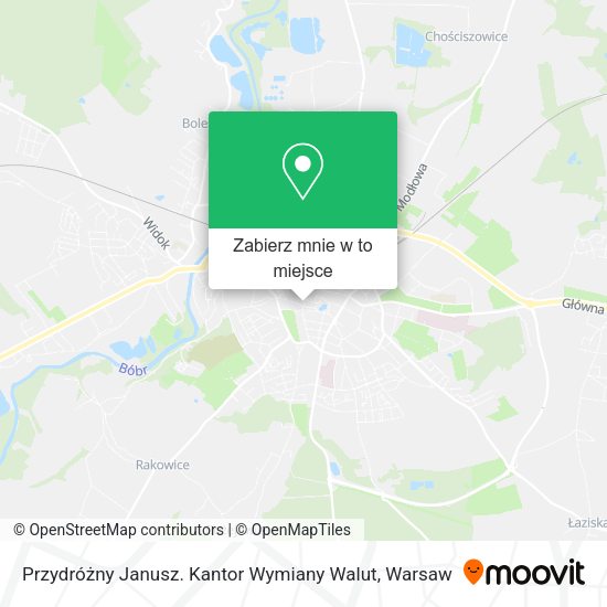 Mapa Przydróżny Janusz. Kantor Wymiany Walut