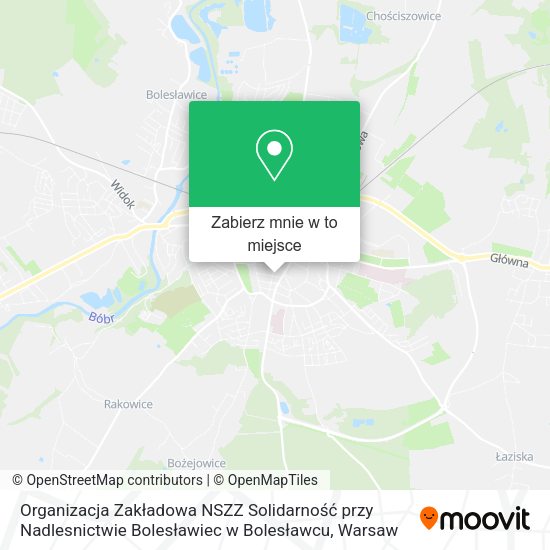 Mapa Organizacja Zakładowa NSZZ Solidarność przy Nadlesnictwie Bolesławiec w Bolesławcu