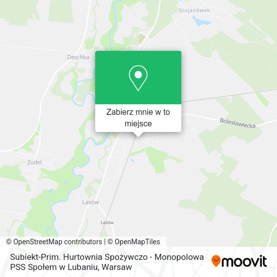 Mapa Subiekt-Prim. Hurtownia Spożywczo - Monopolowa PSS Społem w Lubaniu