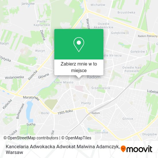 Mapa Kancelaria Adwokacka Adwokat Malwina Adamczyk